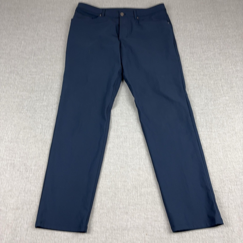 Lululemon ABC Pants Mens 33x32 Navy Classic Fit Warpstreme Stretch Golf LM5ADES